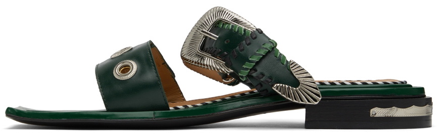 Toga Pulla Green Square Toe Sandals Toga Pulla