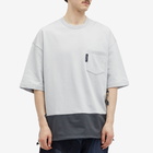 Comme des Garçons Homme Men's Heavyweight Panelled Drawstring Pock in Light Grey/Charcoal