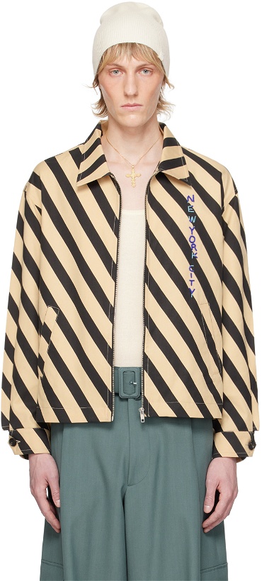 Photo: Bode Black & Beige Domino Stripe Jacket