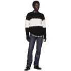 Officine Generale Black and White Striped Ribbed Sweater