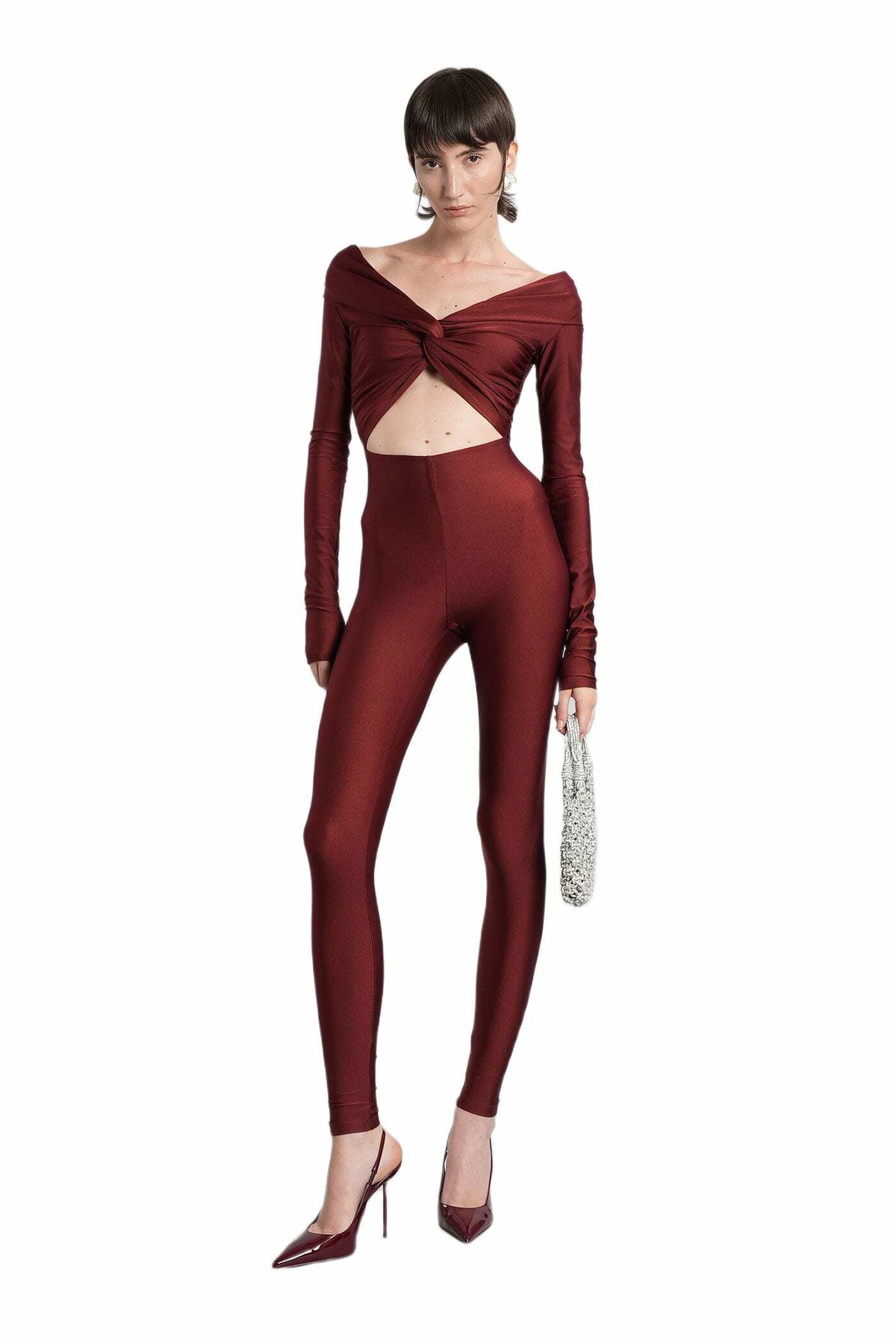 The Andamane Kendall Jumpsuit In Bordeaux Polyamide
