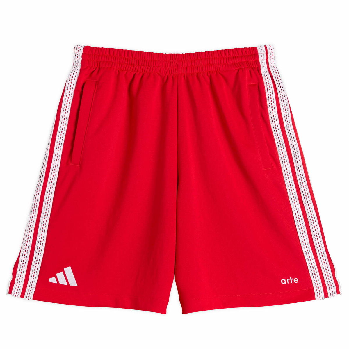 Adidas Men's x Arte 3-Stripe Shorts in Better Scarlet