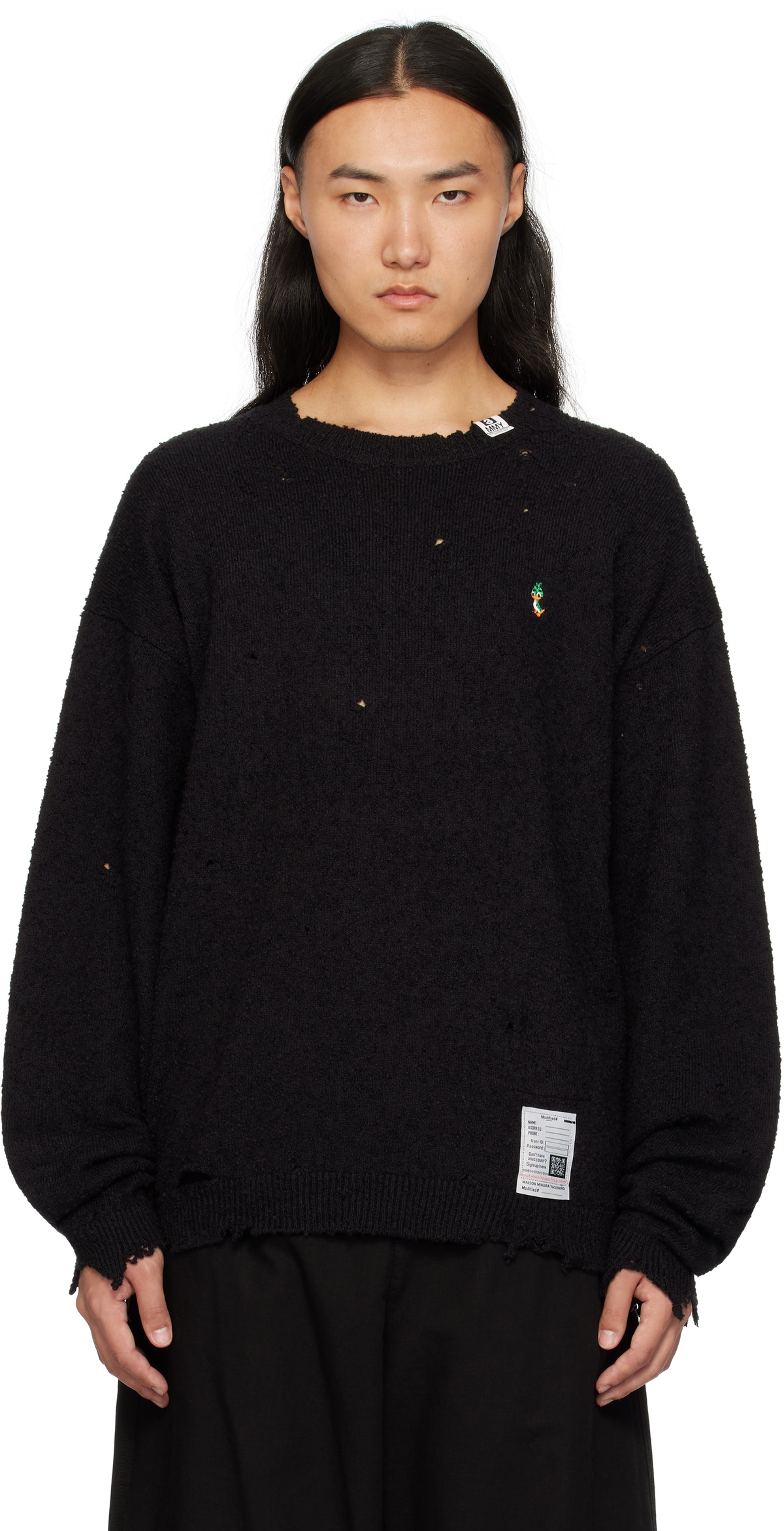 Maison MIHARA YASUHIRO Black Dinosaur Zip-Up Knit Cardigan