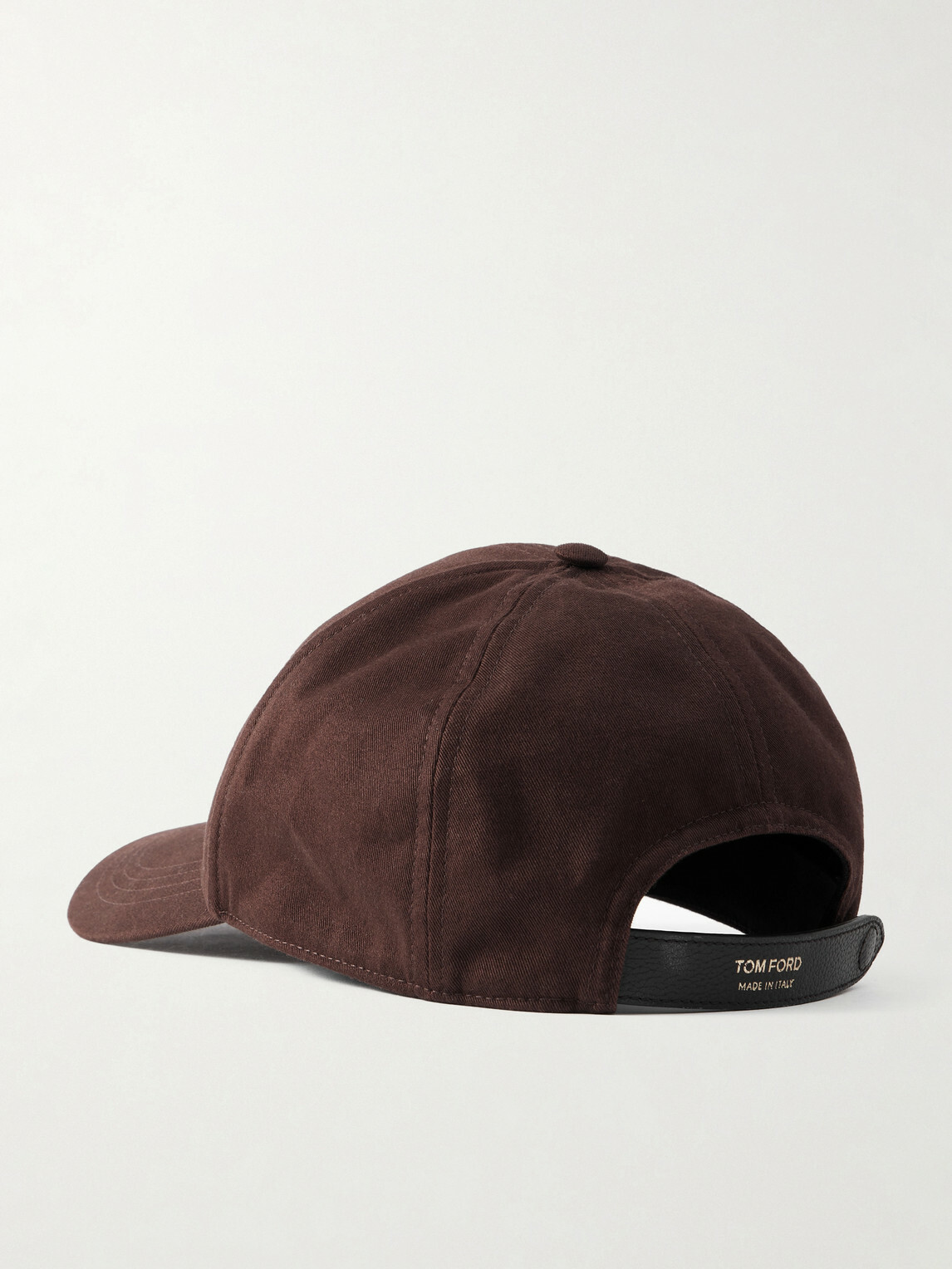 TOM FORD - Leather-Trimmed Logo-Embroidered Cotton-Twill Baseball Cap - Brown