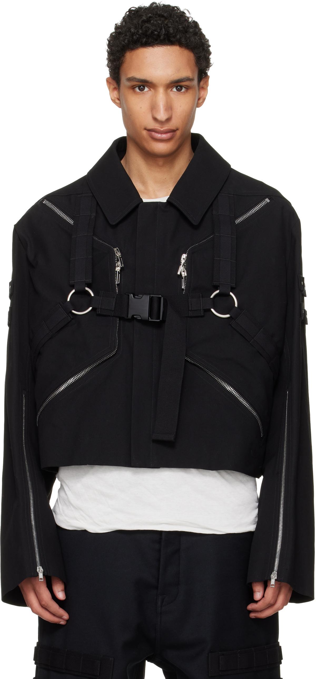 Rick Owens Black Temple Blixa Cropped Cargo Mac Jacket