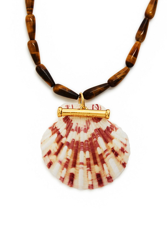 Photo: Timeless Pearly Ginevra Shell Beaded Necklace - Brown - One Size