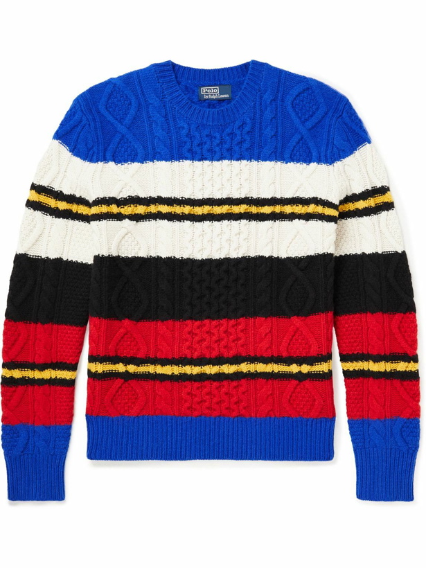 Photo: Polo Ralph Lauren - Striped Cable-Knit Wool and Alpaca-Blend Sweater - Multi