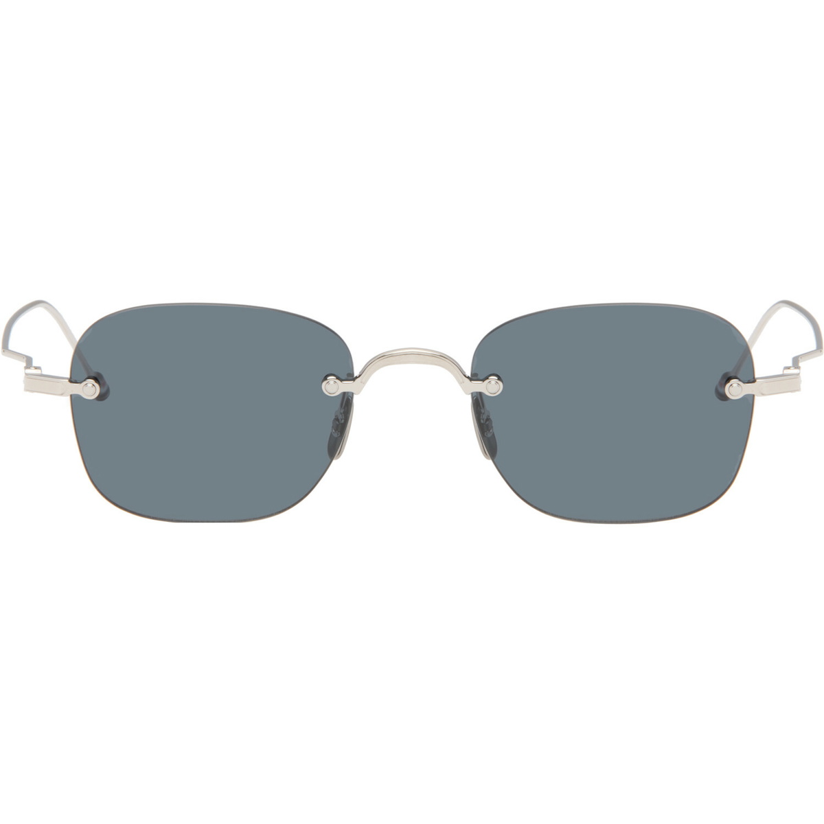 Thom Browne Silver Rectangular Rimless Sunglasses