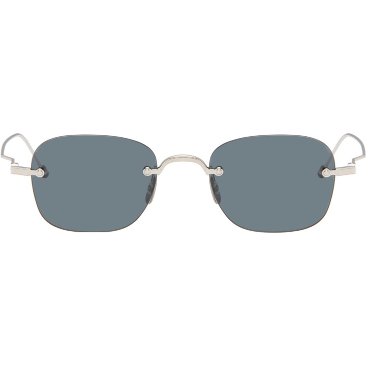 Photo: Thom Browne Silver Rectangular Rimless Sunglasses