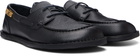 Moschino Black Leather Boat Shoes