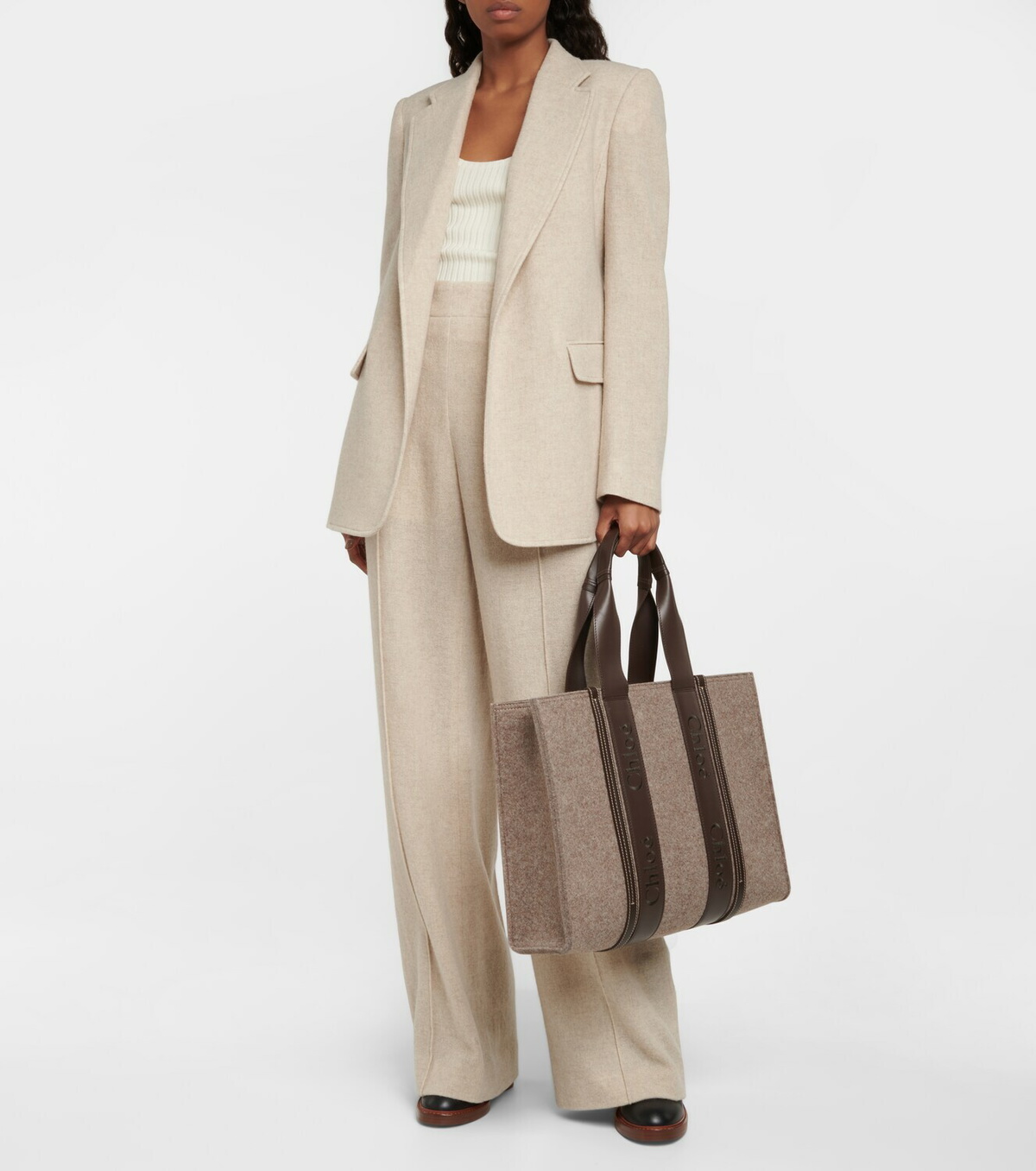 Chloe - Woody Large felt tote bag