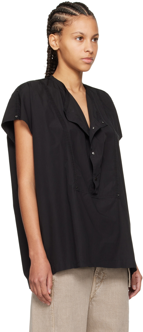 LEMAIRE Black Cap Sleeve Blouse