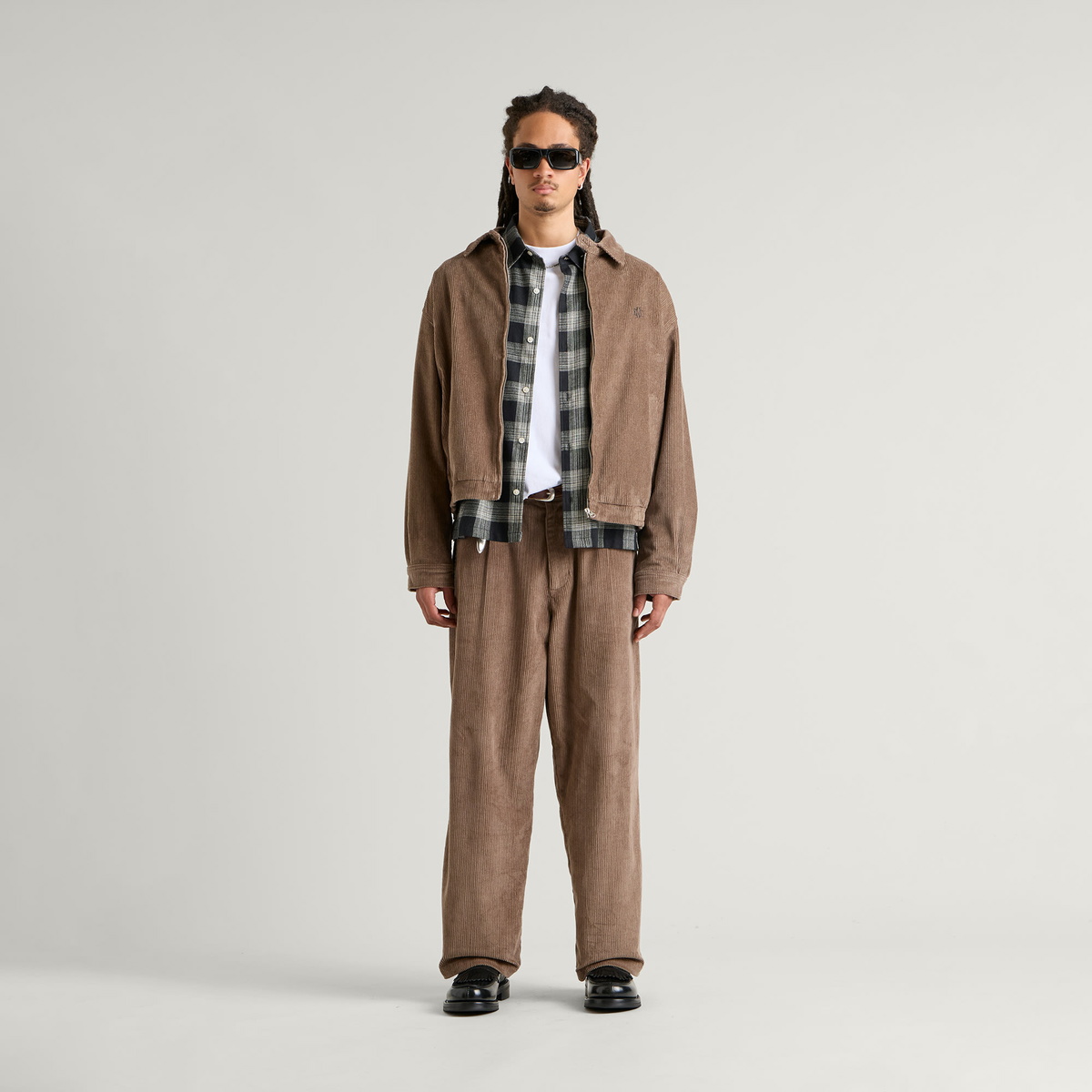 END. Men's Cord Monogram Jacket in Dark Sand
