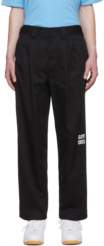 Photo: AAPE by A Bathing Ape Black Cotton Trousers