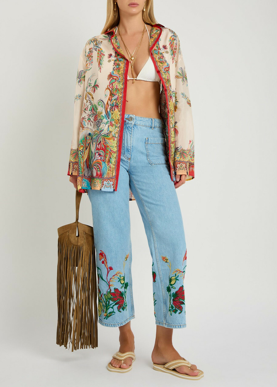 Etro Printed Silk Cover-up Shirt Multicoloured