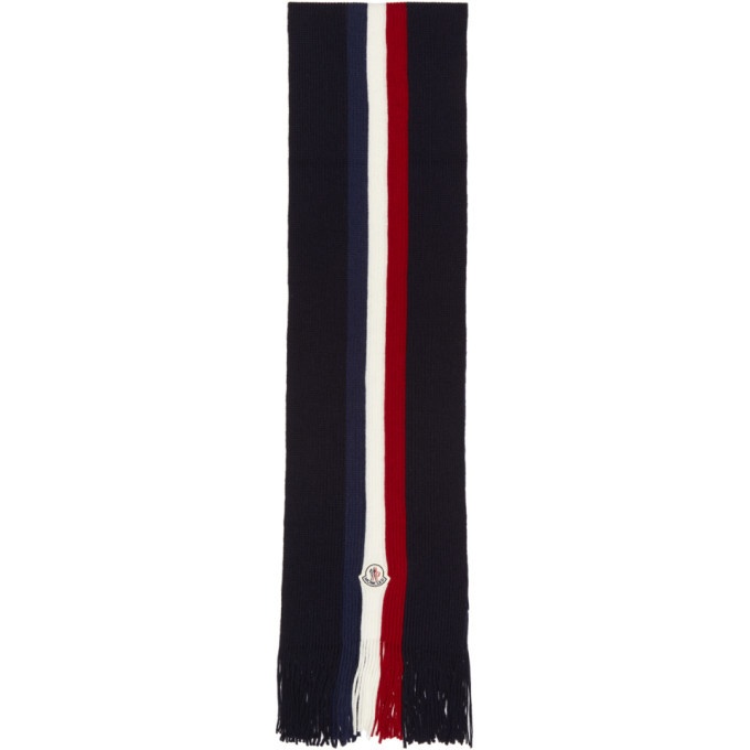Photo: Moncler Navy Flag Stripes Wool Scarf