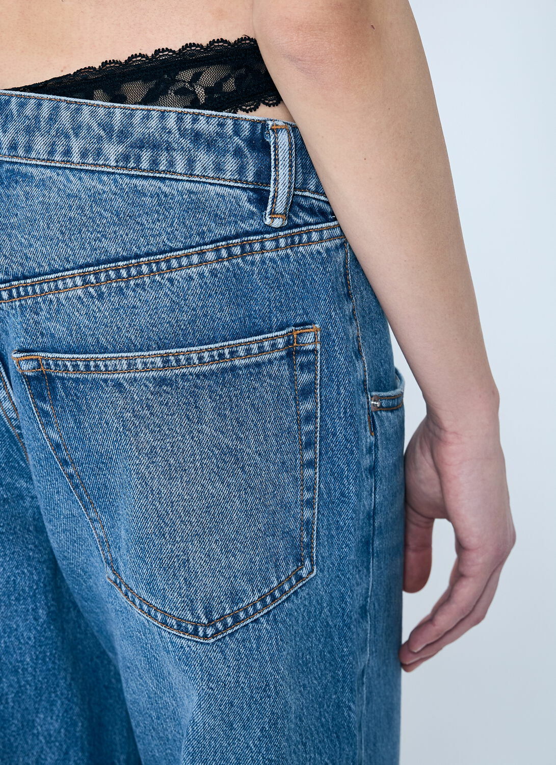 Alexander Wang Dip-Side Jeans With Exposed Lace Underwear