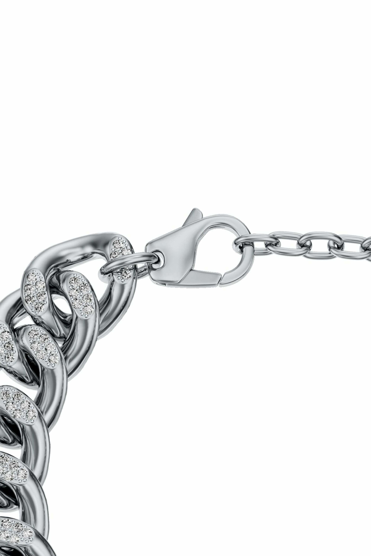 Diesel Stainless steel Oval D glitz chain bracelet - Bracelets - Unisex - Silver