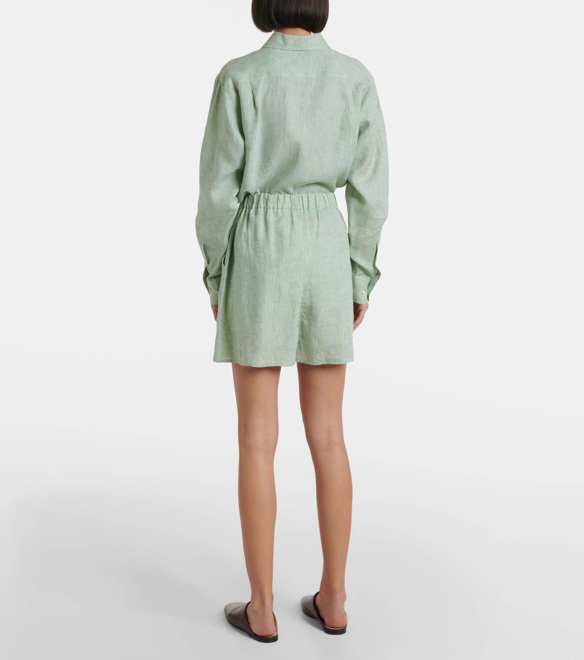 Loro Piana Angelo high-rise linen Bermuda shorts