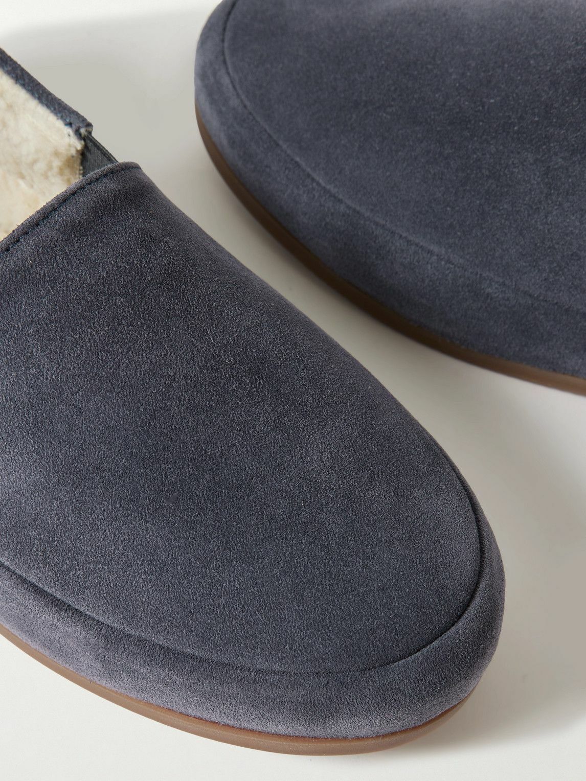 Mulo - Fleece-Lined Suede Loafers - Blue