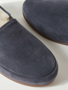 Mulo - Fleece-Lined Suede Loafers - Blue
