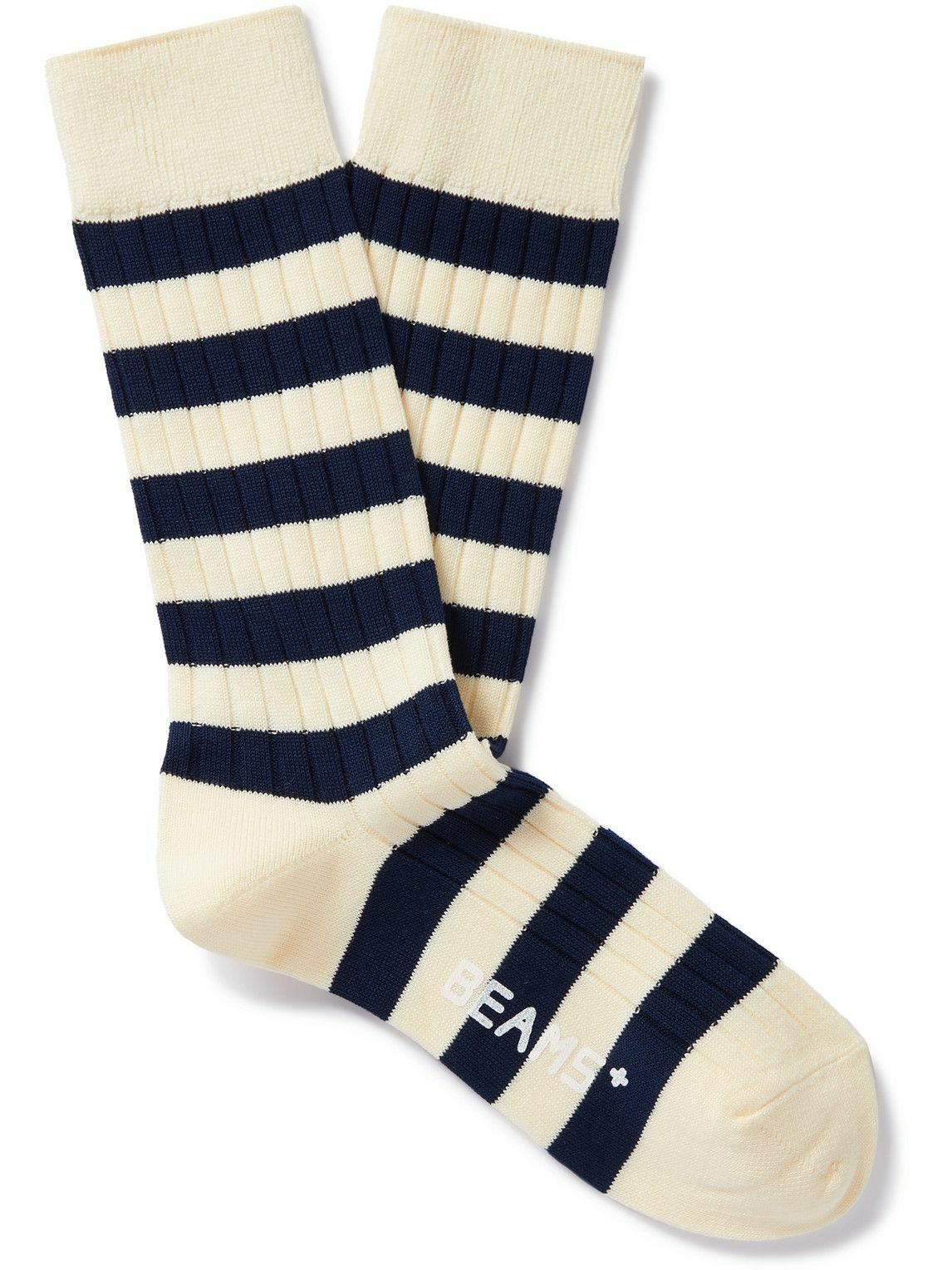Photo: Beams Plus - Striped Ribbed Cotton-Blend Socks