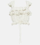 LoveShackFancy Mia ruffled lace crop top