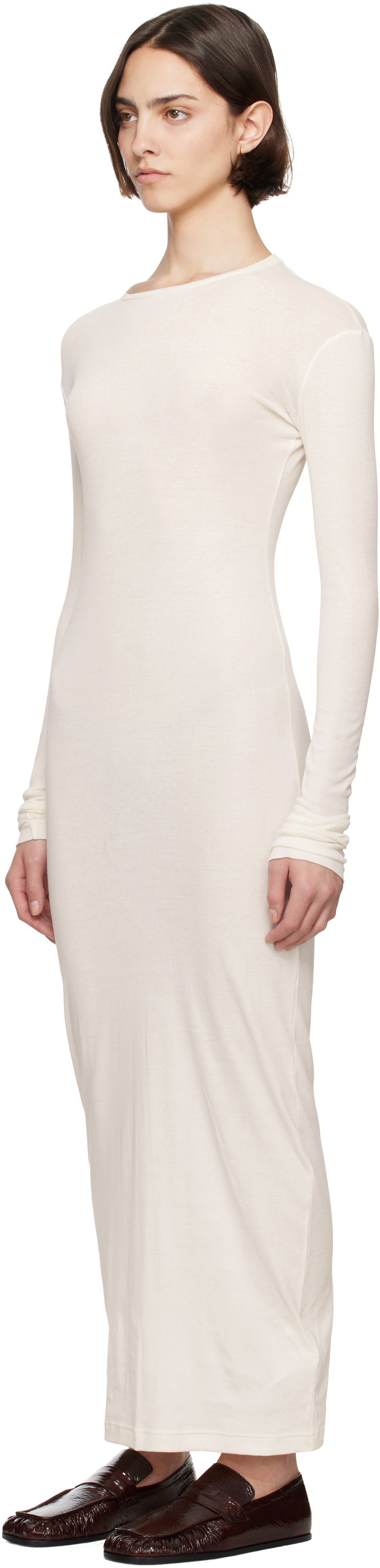 Jil Sander Gray 3 Layers Long Sleeved Maxi Dress