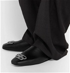 Balenciaga - Embellished Leather Backless Loafers - Black