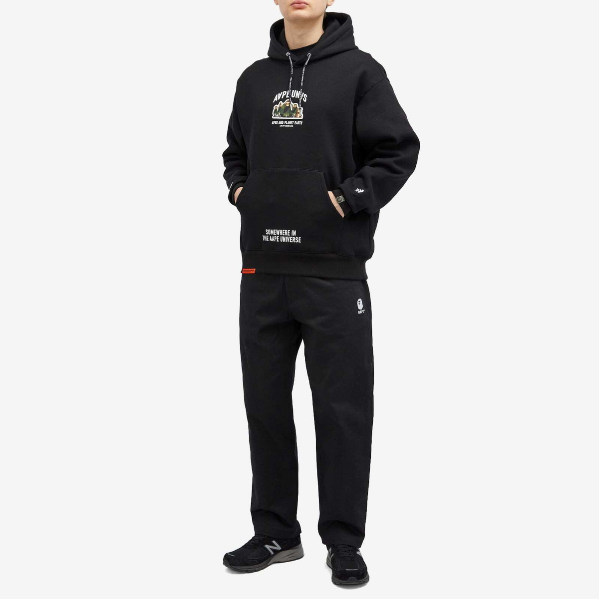Men's AAPE Planet Earth Hoody in Black
