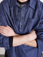 Visvim - Paint-Splattered Cotton and Silk-Blend Chambray Shirt - Blue