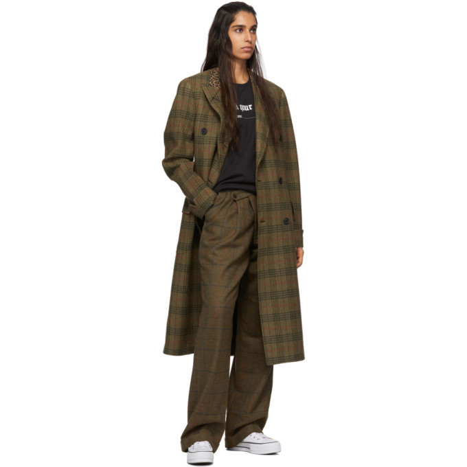 R13 Green Plaid Double Breasted Coat R13