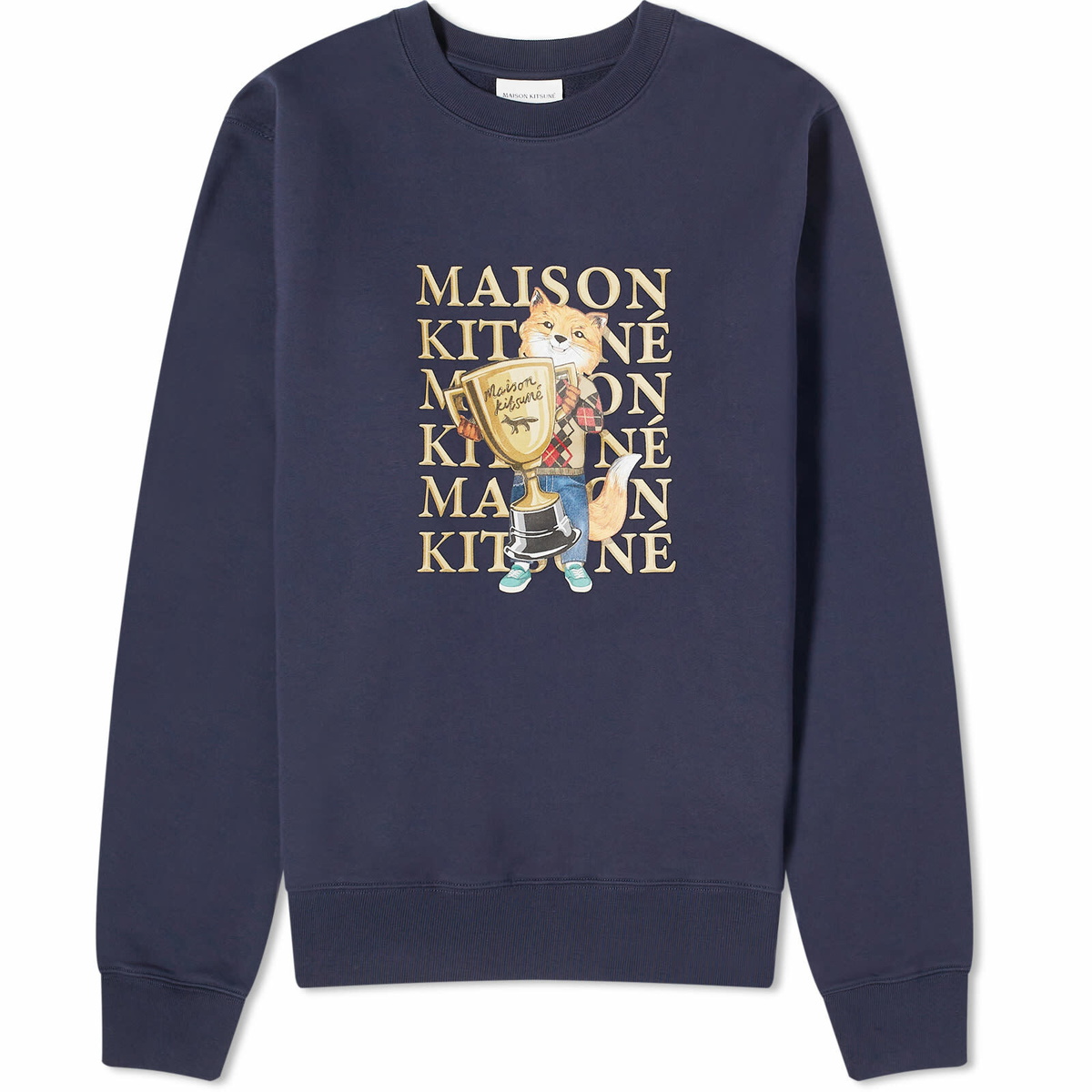 Maison Kitsuné Men's Fox Champion Regular Crew Sweat in Navy Maison Kitsune