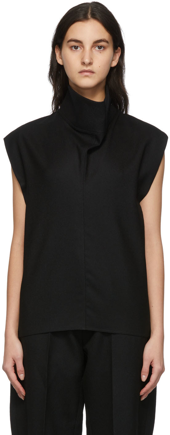 GIA STUDIOS Black Wool Sleeveless Turtleneck GIA STUDIOS