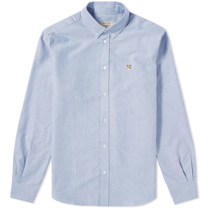 Photo: Maison Kitsun&eacute; Fox Head Patch Button Down Oxford Shirt Blue