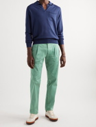 DOPPIAA - Aantioco Slim-Fit Pleated Cotton-Blend Twill Trousers - Green