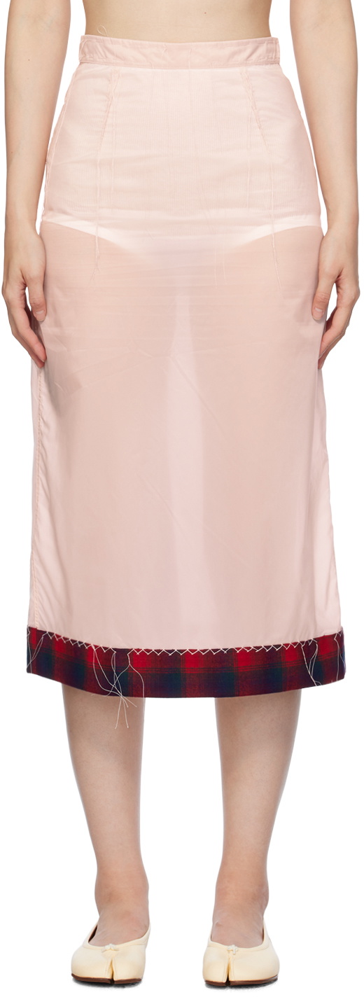 Maison Margiela Pink Loose Thread Midi Skirt Maison Margiela