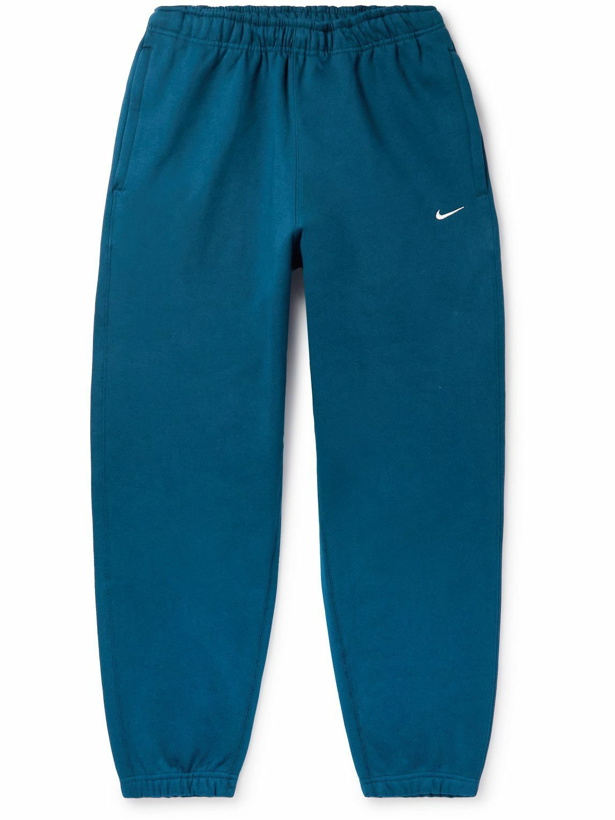 Photo: Nike - NRG Tapered Logo-Embroidered Cotton-Jersey Sweatpant - Blue