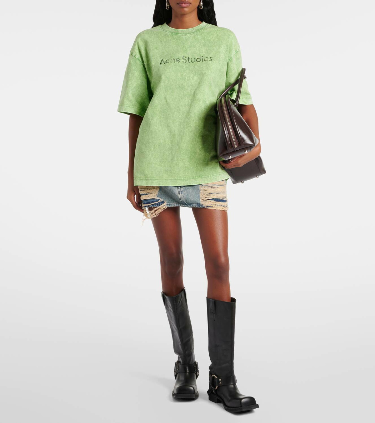 Acne Studios Macaria distressed denim miniskirt Acne Studios
