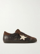 Golden Goose - Super-Star Distressed Suede-Trimmed Leather Sneakers - Black