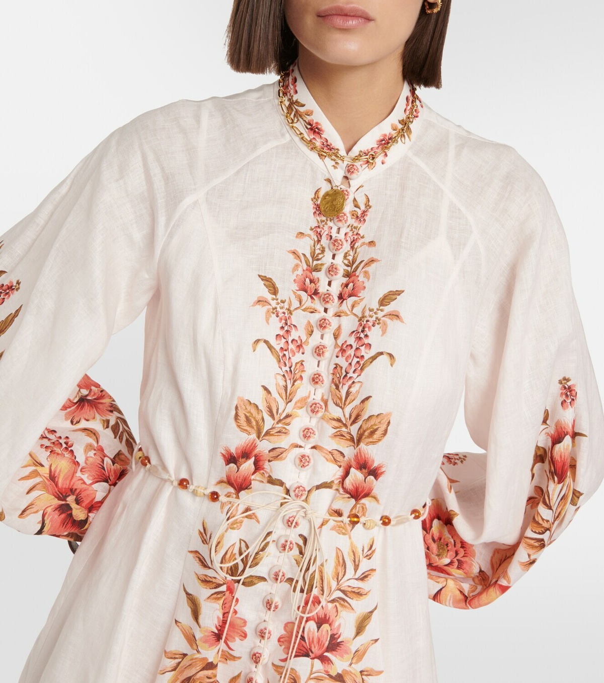 Zimmermann Vacay Billow belted floral linen maxi dress