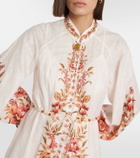 Zimmermann Vacay Billow belted floral linen maxi dress