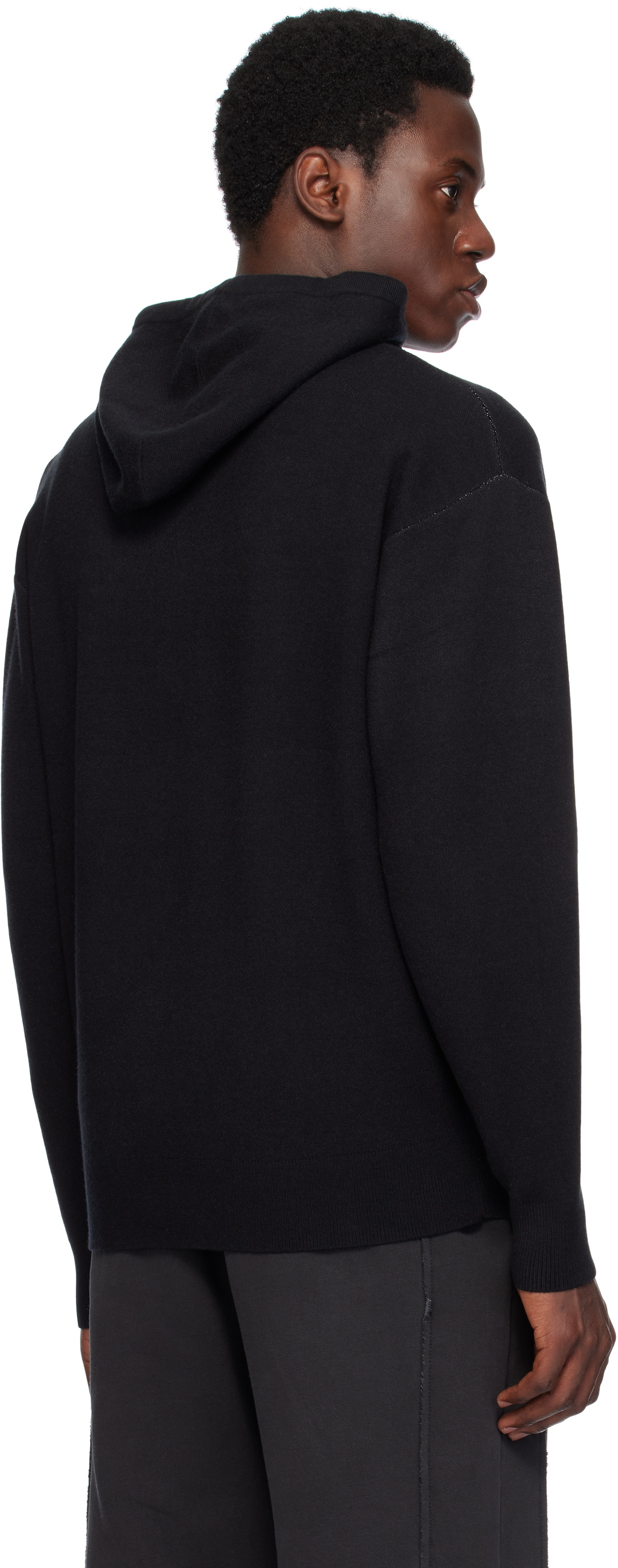 Izzue Black Slogan Knit Hoodie