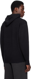 Izzue Black Slogan Knit Hoodie