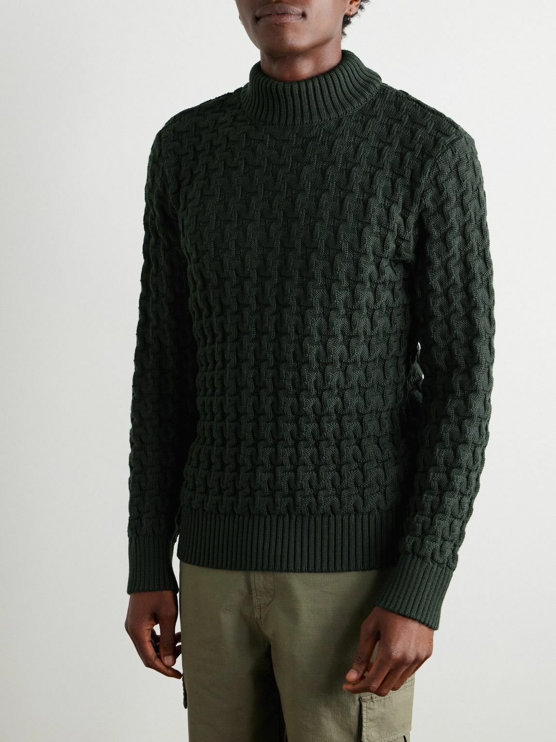 S.N.S. Herning - Stark Slim-Fit Cable-Knit Merino Wool Sweater - Green