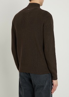 Tods Ribbed Half-zip Silk and Cotton-blend Jumper Brown