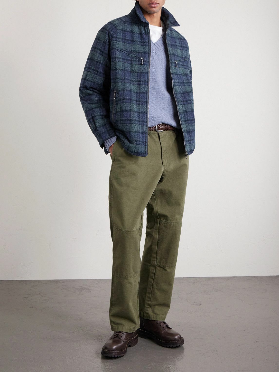 Neighborhood - Straight-Leg Double-Knee Cotton-Canvas Trousers - Green