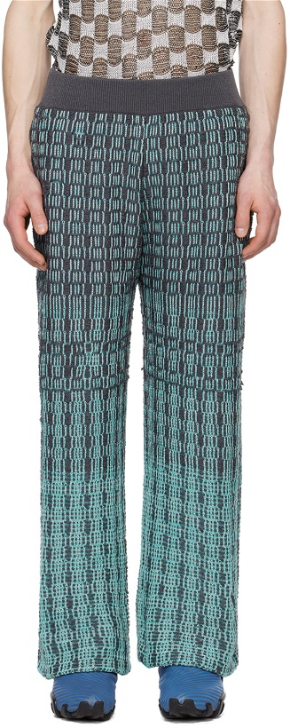 Photo: Isa Boulder SSENSE Exclusive Gray & Blue Tick Trousers