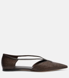 Max Mara Volpino leather-trimmed woven ballet flats