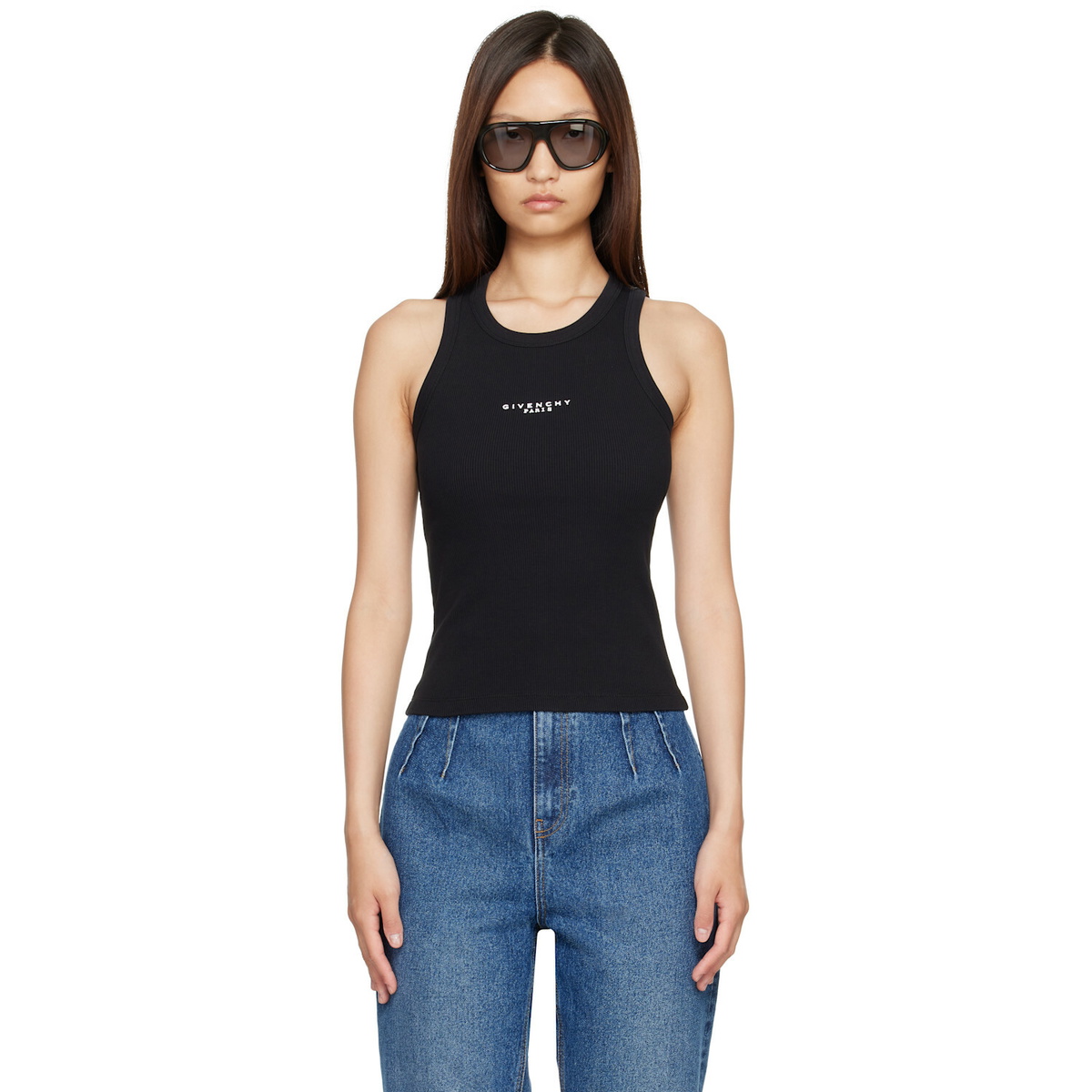Givenchy Black Slim Fit 'Givenchy Paris' Tank Top